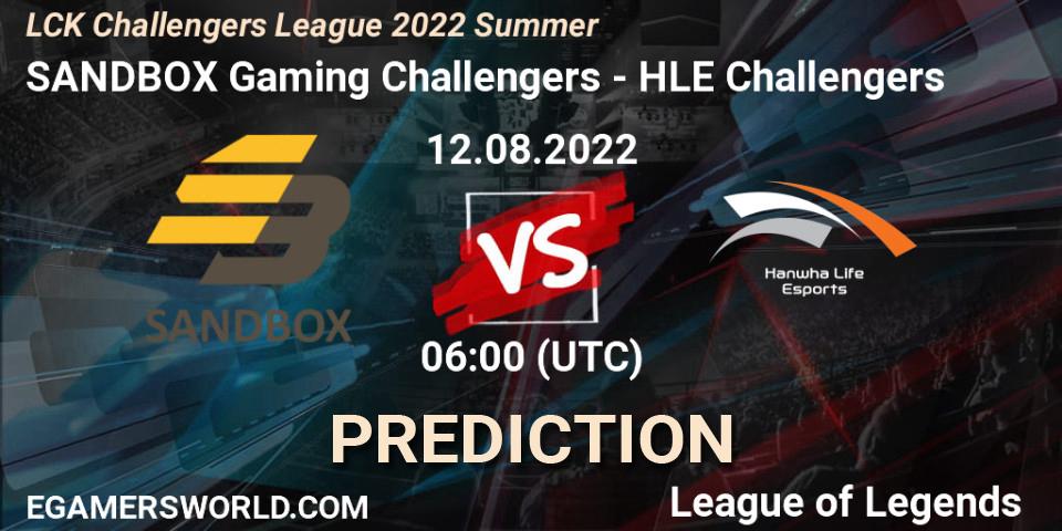 Pronóstico SANDBOX Gaming Challengers - HLE Challengers. 12.08.2022 at 06:00, LoL, LCK Challengers League 2022 Summer