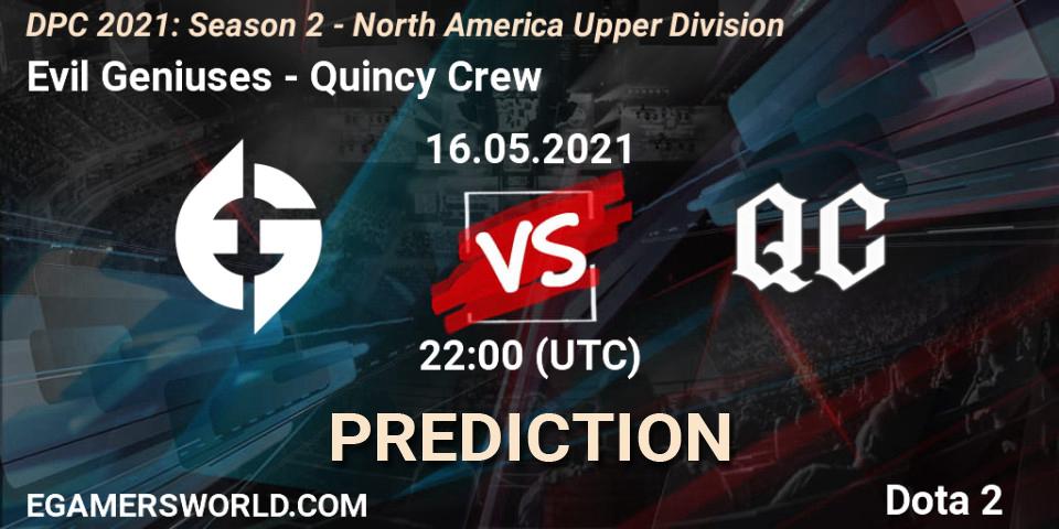 Pronóstico Evil Geniuses - Quincy Crew. 16.05.2021 at 22:00, Dota 2, DPC 2021: Season 2 - North America Upper Division 