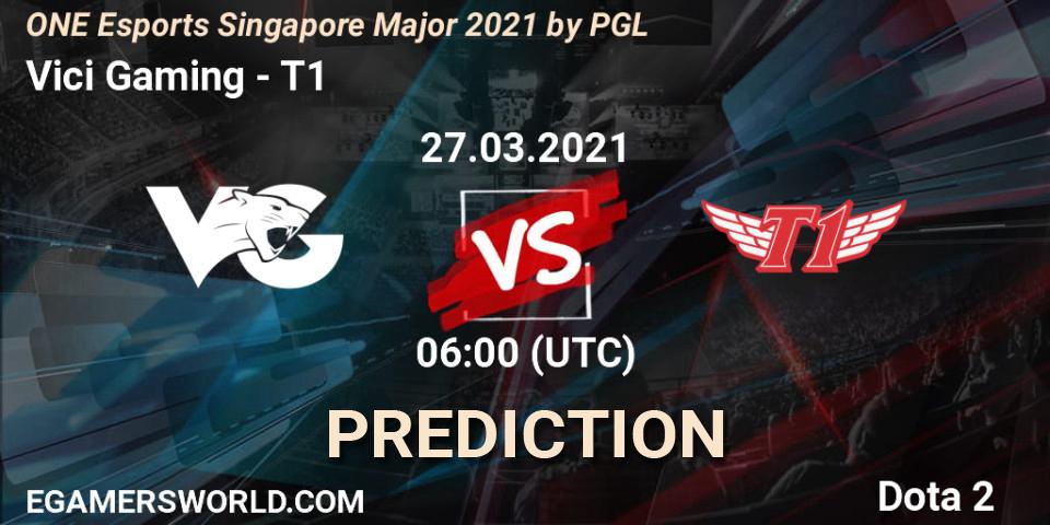 Pronóstico Vici Gaming - T1. 27.03.2021 at 07:18, Dota 2, ONE Esports Singapore Major 2021