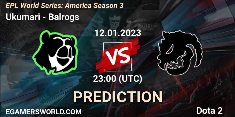 Pronóstico Ukumari - Balrogs. 12.01.23, Dota 2, EPL World Series: America Season 3