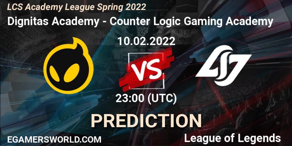 Pronóstico Dignitas Academy - Counter Logic Gaming Academy. 10.02.2022 at 23:00, LoL, LCS Academy League Spring 2022
