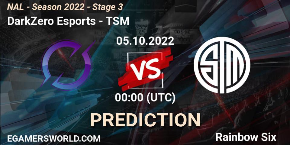 Pronóstico DarkZero Esports - TSM. 05.10.22, Rainbow Six, NAL - Season 2022 - Stage 3