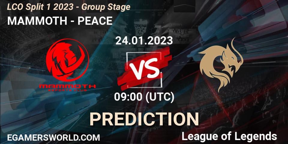 Pronóstico MAMMOTH - PEACE. 24.01.2023 at 09:00, LoL, LCO Split 1 2023 - Group Stage