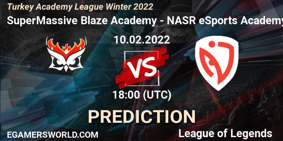 Pronóstico SuperMassive Blaze Academy - NASR eSports Academy. 10.02.2022 at 18:15, LoL, Turkey Academy League Winter 2022