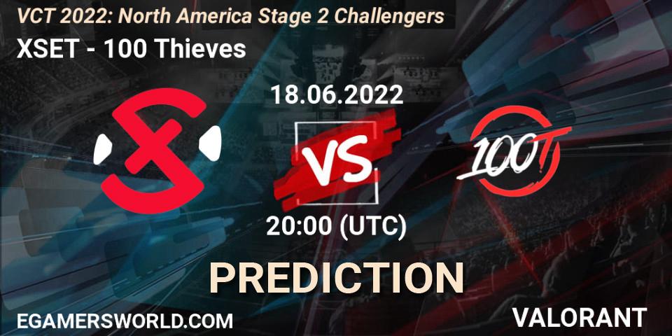 Pronóstico XSET - 100 Thieves. 18.06.2022 at 20:15, VALORANT, VCT 2022: North America Stage 2 Challengers
