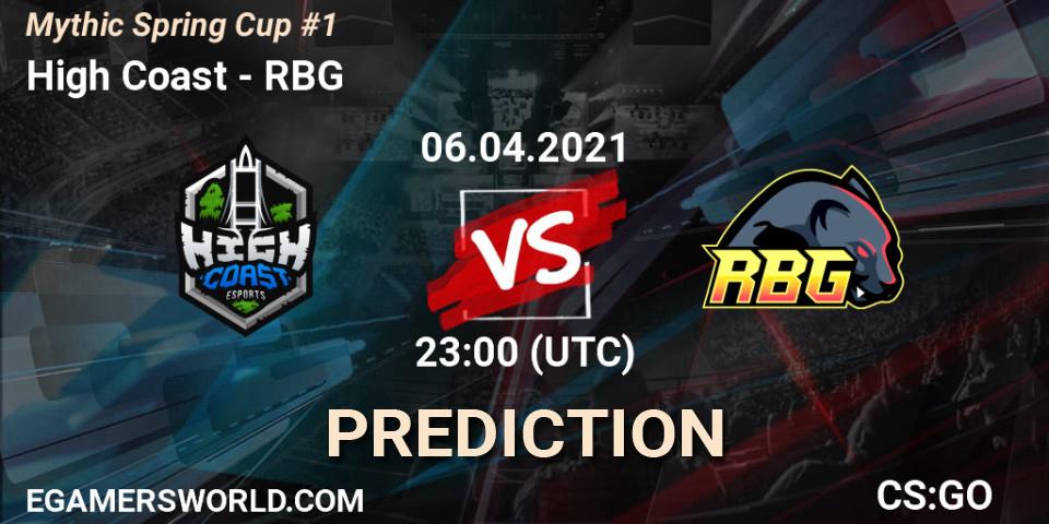 Pronóstico High Coast - RBG. 06.04.2021 at 23:00, Counter-Strike (CS2), Mythic Spring Cup #1