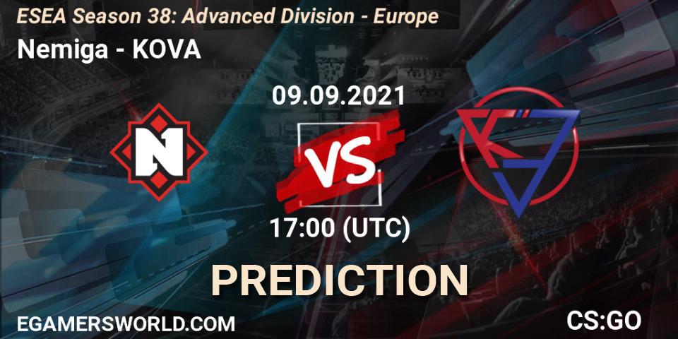 Pronóstico Nemiga - KOVA. 09.09.2021 at 17:00, Counter-Strike (CS2), ESEA Season 38: Advanced Division - Europe