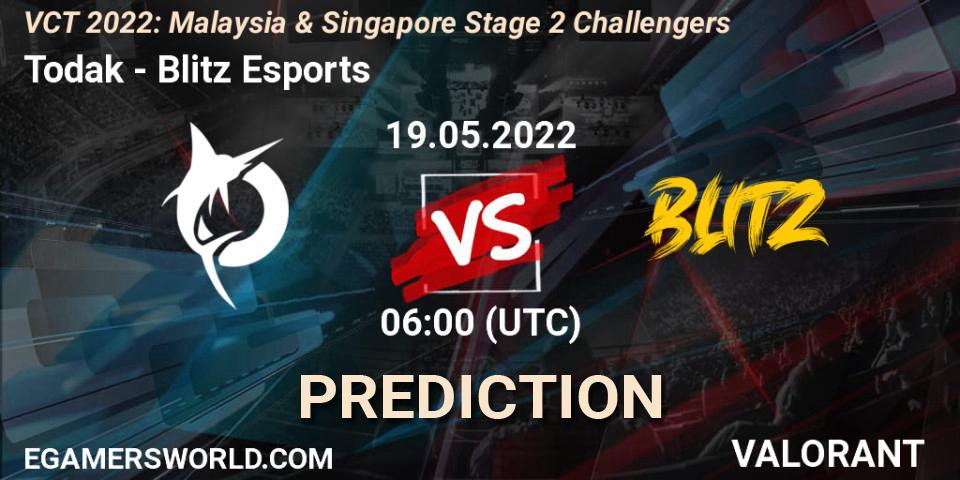 Pronóstico Todak - Blitz Esports. 19.05.2022 at 06:00, VALORANT, VCT 2022: Malaysia & Singapore Stage 2 Challengers