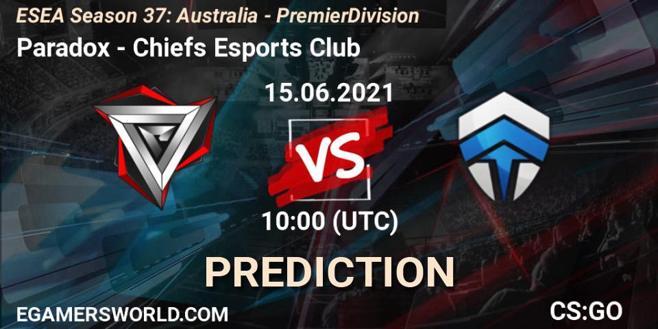 Pronóstico Paradox - Chiefs Esports Club. 15.06.2021 at 10:00, Counter-Strike (CS2), ESEA Season 37: Australia - Premier Division
