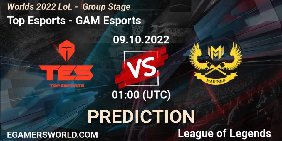Pronóstico Top Esports - GAM Esports. 09.10.2022 at 01:30, LoL, Worlds 2022 LoL - Group Stage