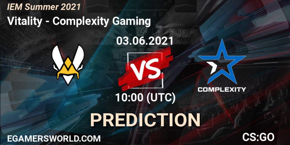 Pronóstico Vitality - Complexity Gaming. 03.06.2021 at 10:00, Counter-Strike (CS2), IEM Summer 2021