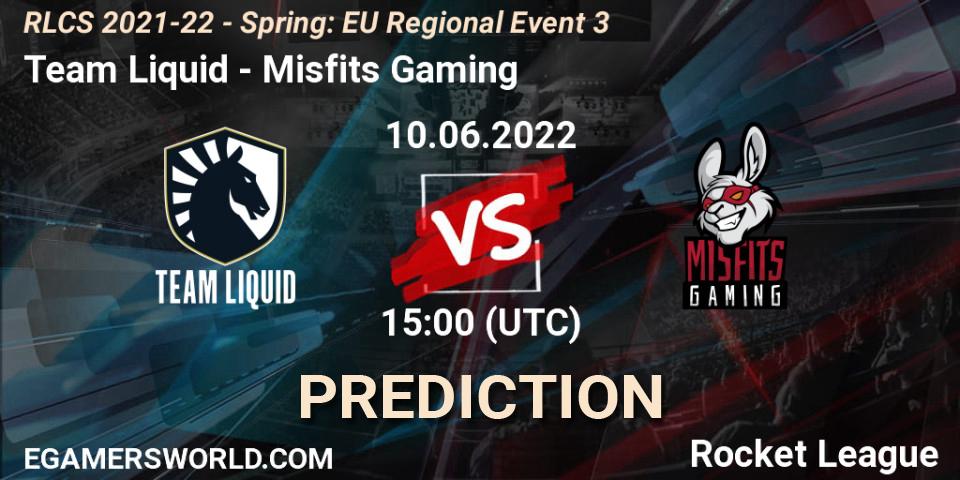 Pronóstico Team Liquid - Misfits Gaming. 10.06.2022 at 15:00, Rocket League, RLCS 2021-22 - Spring: EU Regional Event 3