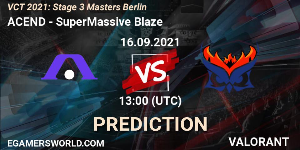 Pronóstico ACEND - SuperMassive Blaze. 16.09.2021 at 13:00, VALORANT, VCT 2021: Stage 3 Masters Berlin