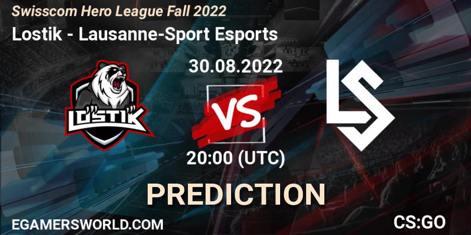 Pronóstico Lostik - Lausanne-Sport Esports. 30.08.2022 at 20:00, Counter-Strike (CS2), Swisscom Hero League Fall 2022