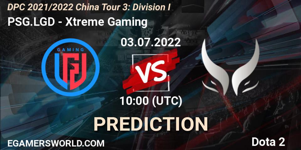 Pronóstico PSG.LGD - Xtreme Gaming. 03.07.2022 at 10:13, Dota 2, DPC 2021/2022 China Tour 3: Division I