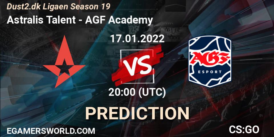 Pronóstico Astralis Talent - AGF Academy. 17.01.2022 at 20:00, Counter-Strike (CS2), Dust2.dk Ligaen Season 19