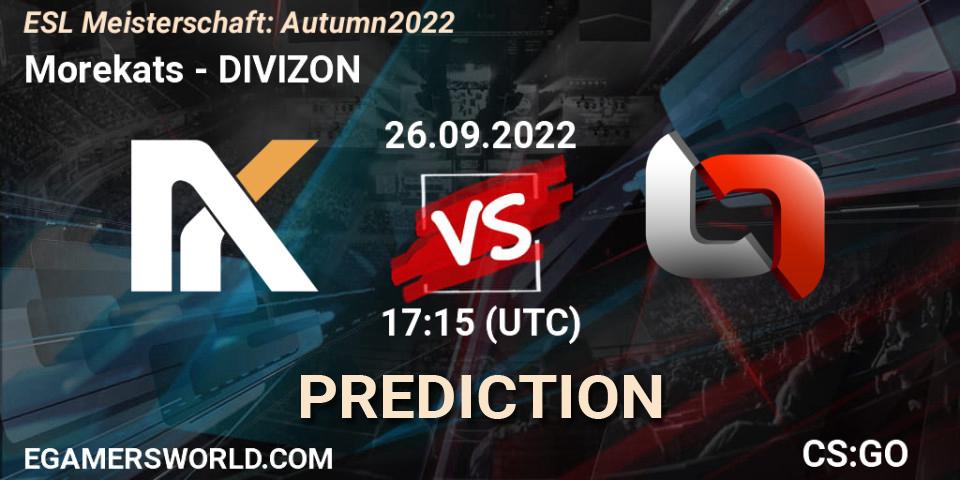 Pronóstico Morekats - DIVIZON. 26.09.2022 at 17:15, Counter-Strike (CS2), ESL Meisterschaft: Autumn 2022