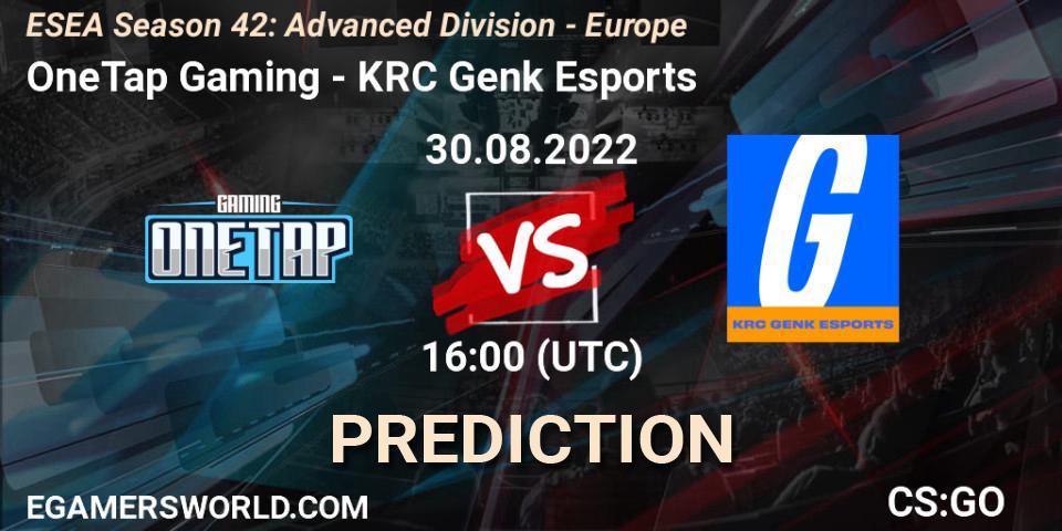 Pronóstico OneTap Gaming - KRC Genk Esports. 30.08.2022 at 16:00, Counter-Strike (CS2), ESEA Season 42: Advanced Division - Europe