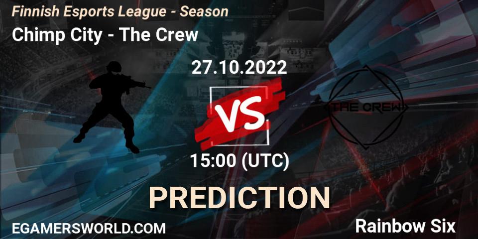 Pronóstico Chimp City - The Crew. 27.10.2022 at 15:00, Rainbow Six, Finnish Esports League - Season 