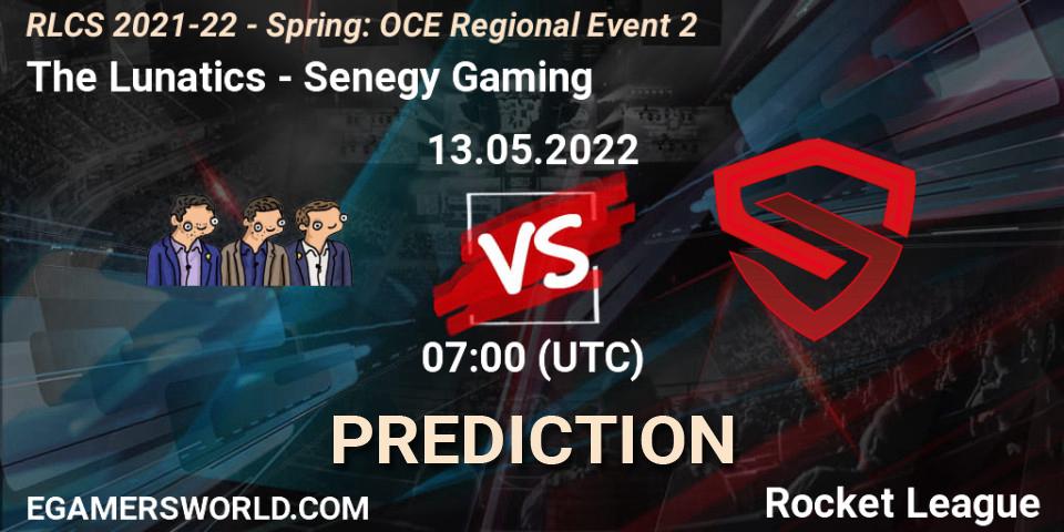 Pronóstico The Lunatics - Senegy Gaming. 13.05.2022 at 07:00, Rocket League, RLCS 2021-22 - Spring: OCE Regional Event 2