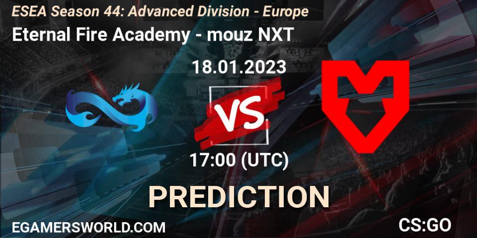 Pronóstico Eternal Fire Academy - mouz NXT. 24.01.2023 at 17:00, Counter-Strike (CS2), ESEA Season 44: Advanced Division - Europe