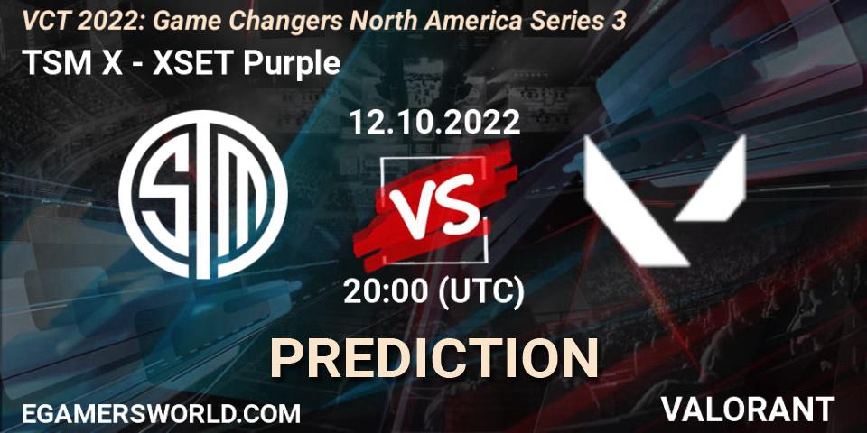Pronóstico TSM X - XSET Purple. 12.10.2022 at 20:10, VALORANT, VCT 2022: Game Changers North America Series 3