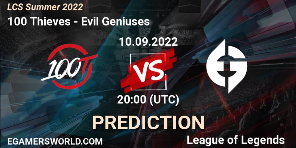 Pronóstico 100 Thieves - Evil Geniuses. 10.09.2022 at 20:00, LoL, LCS Summer 2022