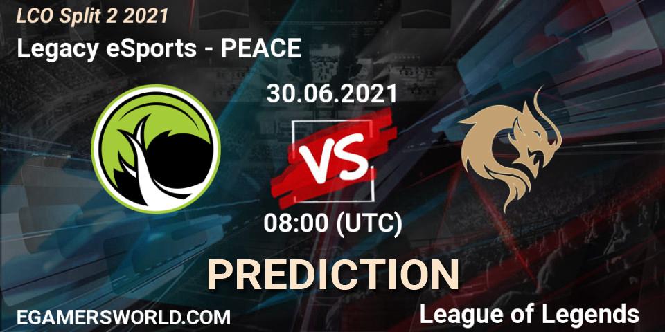 Pronóstico Legacy eSports - PEACE. 30.06.2021 at 08:00, LoL, LCO Split 2 2021
