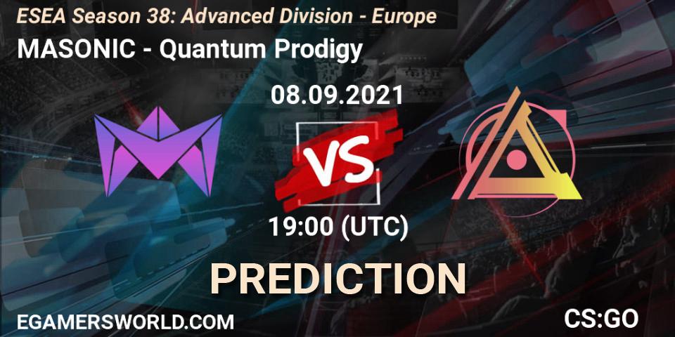 Pronóstico MASONIC - Quantum Prodigy. 08.09.2021 at 19:00, Counter-Strike (CS2), ESEA Season 38: Advanced Division - Europe