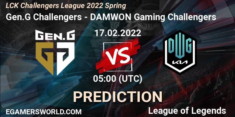 Pronóstico Gen.G Challengers - DAMWON Gaming Challengers. 17.02.2022 at 05:00, LoL, LCK Challengers League 2022 Spring