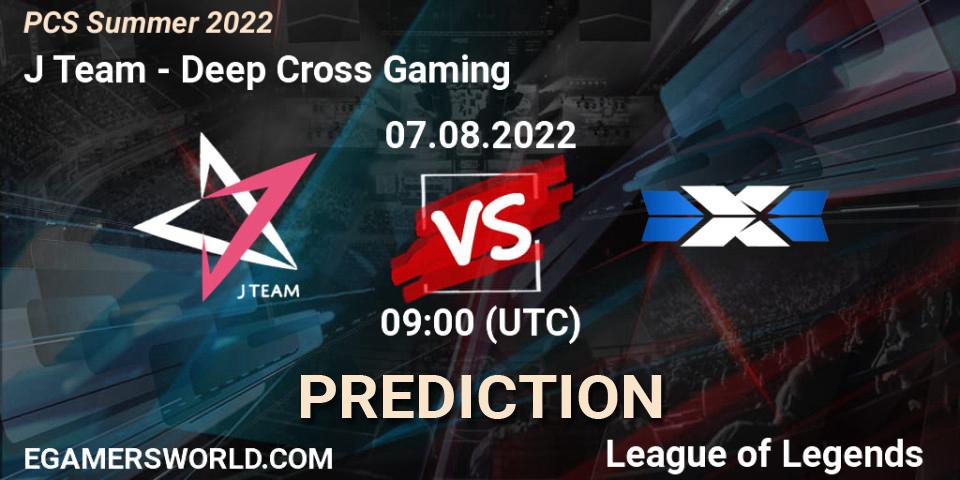 Pronóstico J Team - Deep Cross Gaming. 07.08.2022 at 10:00, LoL, PCS Summer 2022