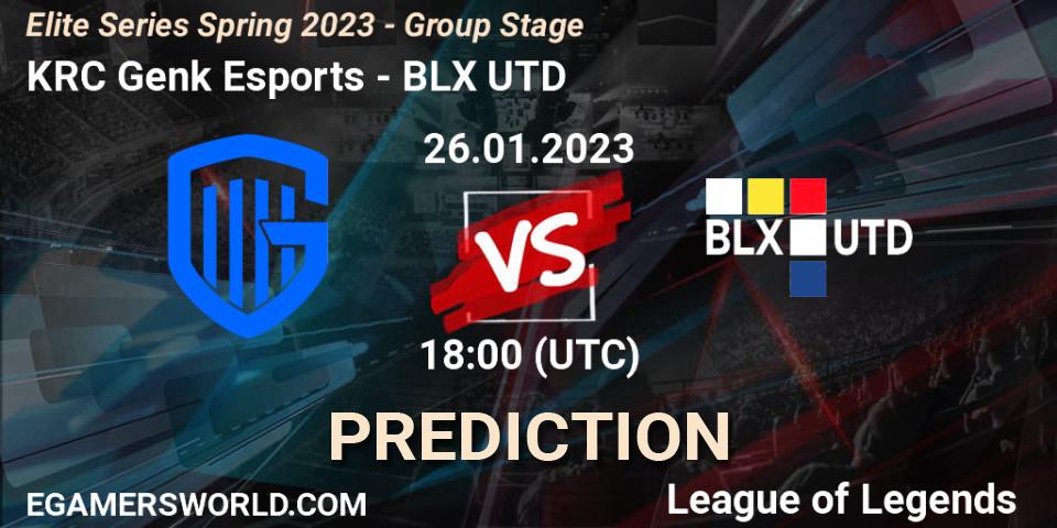 Pronóstico KRC Genk Esports - BLX UTD. 26.01.2023 at 18:00, LoL, Elite Series Spring 2023 - Group Stage