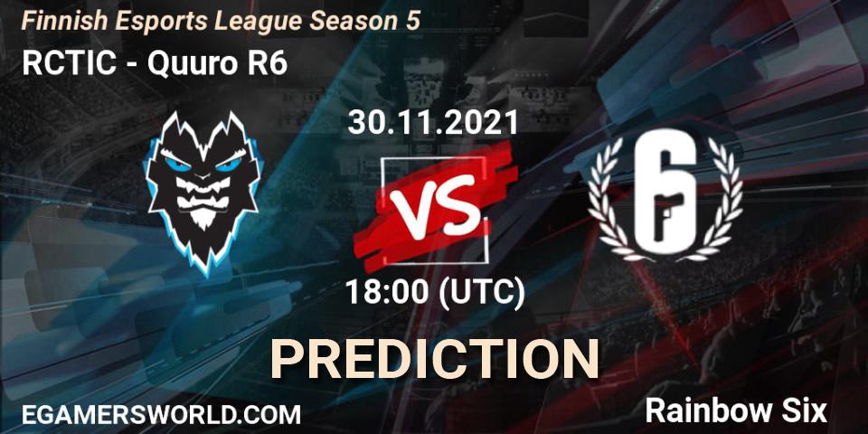 Pronóstico RCTIC - Quuro R6. 30.11.2021 at 18:00, Rainbow Six, Finnish Esports League Season 5