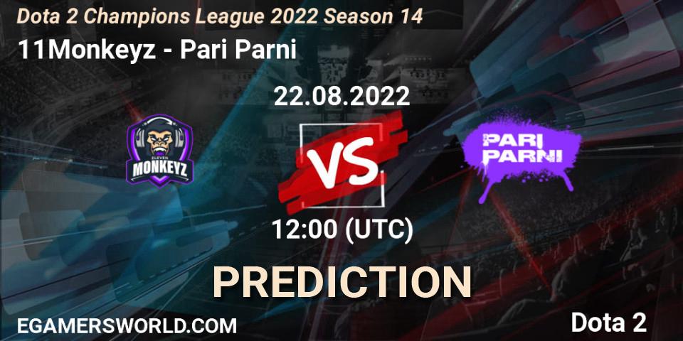 Pronóstico 11Monkeyz - Pari Parni. 22.08.2022 at 12:01, Dota 2, Dota 2 Champions League 2022 Season 14