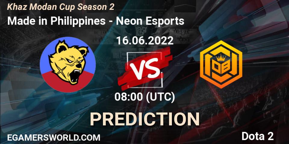 Pronóstico Made in Philippines - Neon Esports. 23.06.2022 at 10:01, Dota 2, Khaz Modan Cup Season 2