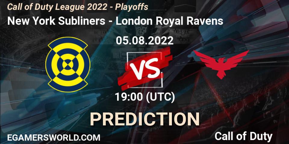 Pronóstico New York Subliners - London Royal Ravens. 05.08.2022 at 19:00, Call of Duty, Call of Duty League 2022 - Playoffs