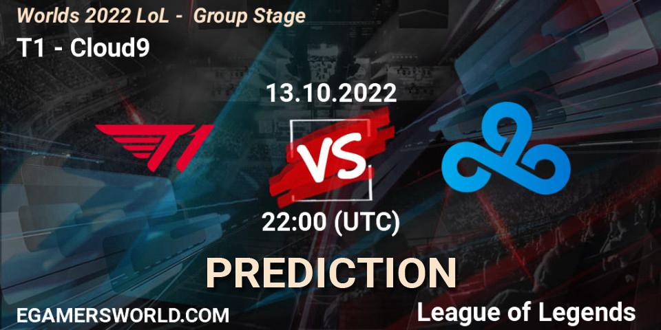 Pronóstico T1 - Cloud9. 13.10.2022 at 23:00, LoL, Worlds 2022 LoL - Group Stage