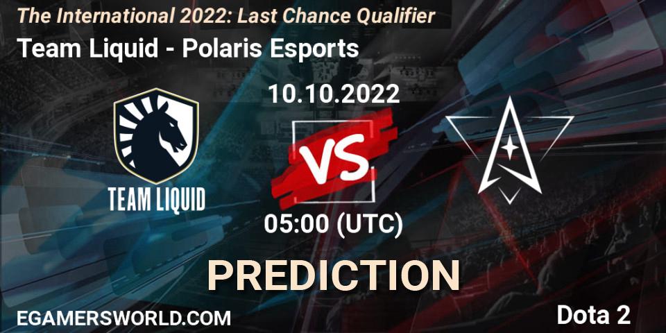 Pronóstico Team Liquid - Polaris Esports. 10.10.2022 at 05:37, Dota 2, The International 2022: Last Chance Qualifier