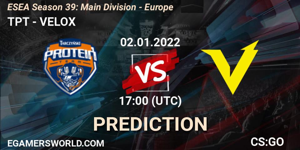 Pronóstico Tarczyński Protein Team - VELOX. 02.01.2022 at 17:00, Counter-Strike (CS2), ESEA Season 39: Main Division - Europe