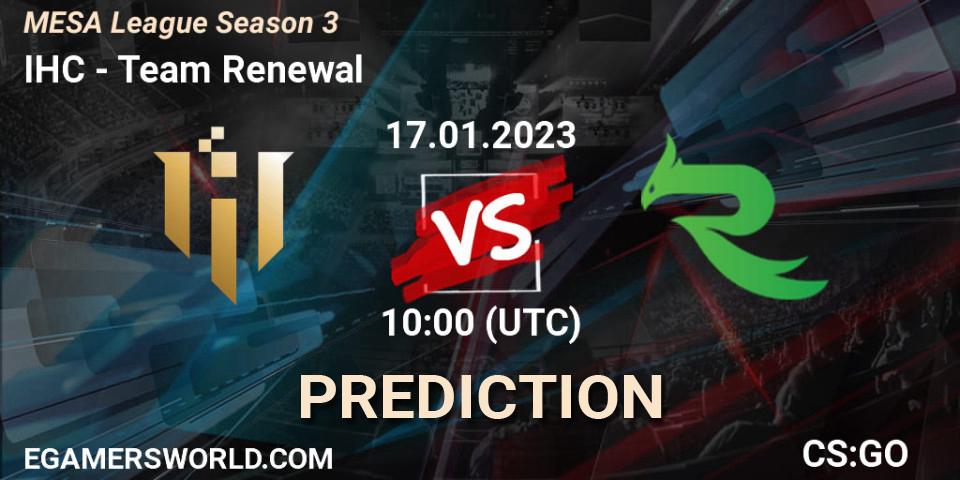 Pronóstico IHC - Team Renewal. 21.01.2023 at 03:00, Counter-Strike (CS2), MESA League Season 3