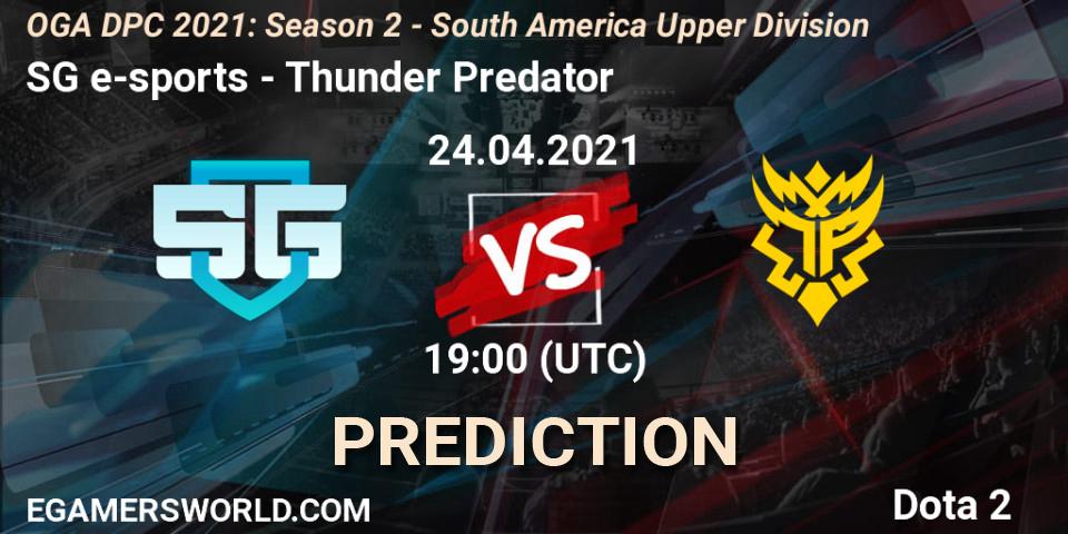 Pronóstico SG e-sports - Thunder Predator. 24.04.2021 at 22:00, Dota 2, OGA DPC 2021: Season 2 - South America Upper Division