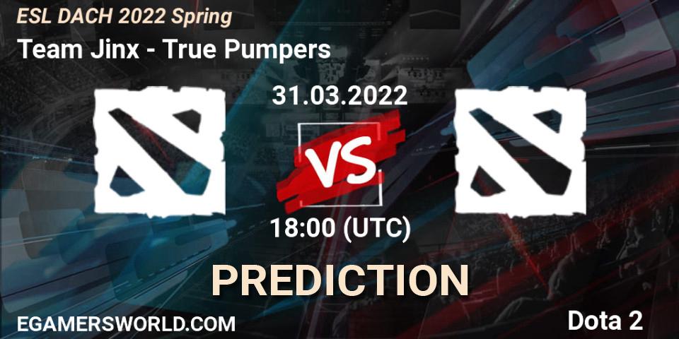 Pronóstico Team Jinx - True Pumpers. 31.03.2022 at 19:11, Dota 2, ESL Meisterschaft Spring 2022
