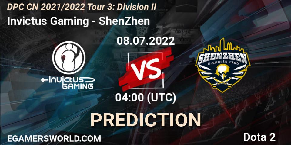 Pronóstico Invictus Gaming - ShenZhen. 08.07.22, Dota 2, DPC CN 2021/2022 Tour 3: Division II