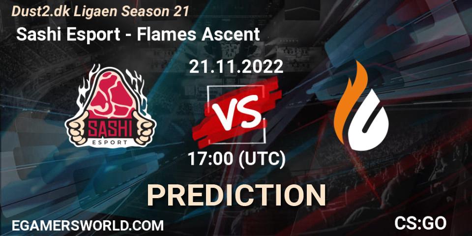 Pronóstico Sashi Esport - Flames Ascent. 21.11.2022 at 17:00, Counter-Strike (CS2), Dust2.dk Ligaen Season 21