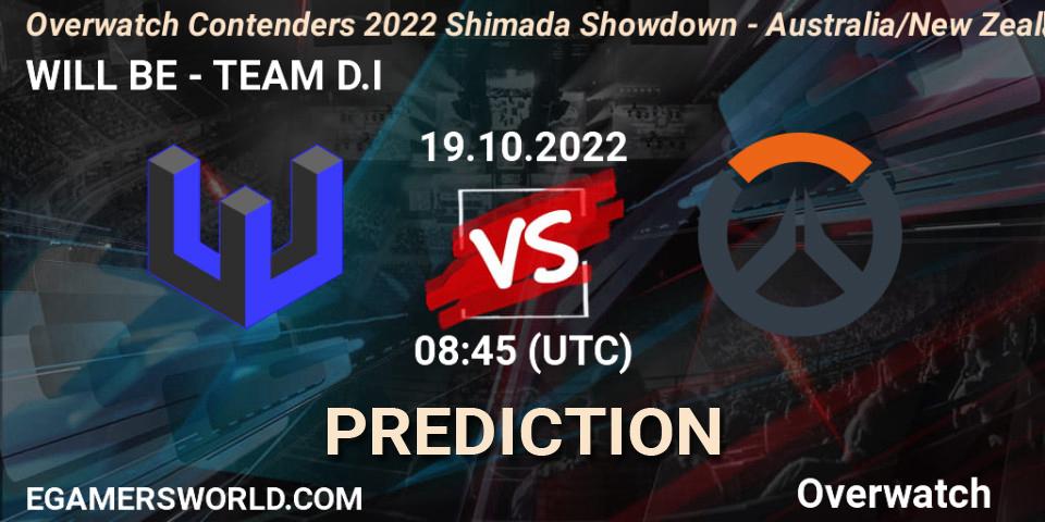 Pronóstico WILL BE - TEAM D.I. 19.10.2022 at 08:45, Overwatch, Overwatch Contenders 2022 Shimada Showdown - Australia/New Zealand - October