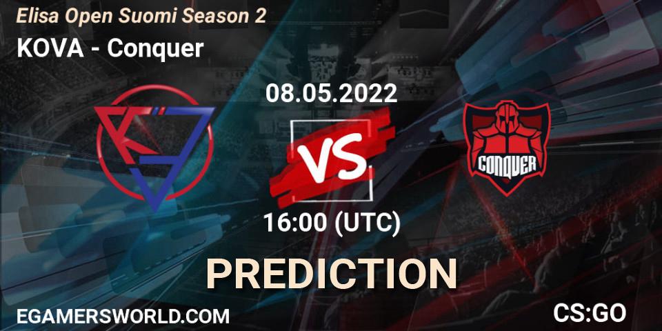 Pronóstico KOVA - Conquer. 08.05.2022 at 16:00, Counter-Strike (CS2), Elisa Open Suomi Season 2