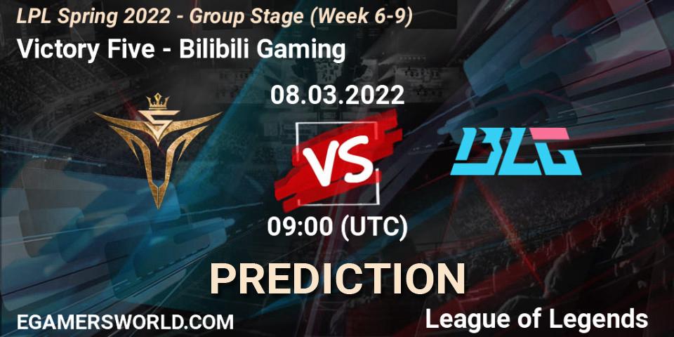 Pronóstico Victory Five - Bilibili Gaming. 08.03.2022 at 11:00, LoL, LPL Spring 2022 - Group Stage (Week 6-9)