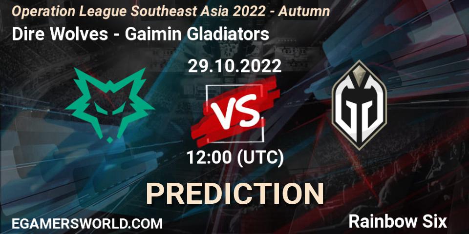 Pronóstico Dire Wolves - Gaimin Gladiators. 29.10.2022 at 11:30, Rainbow Six, Operation League Southeast Asia 2022 - Autumn