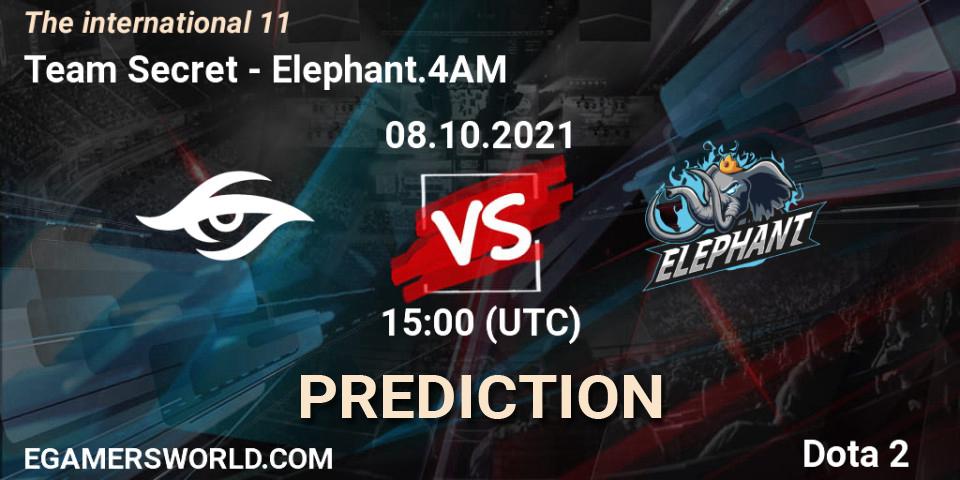Pronóstico Team Secret - Elephant.4AM. 08.10.2021 at 16:20, Dota 2, The Internationa 2021