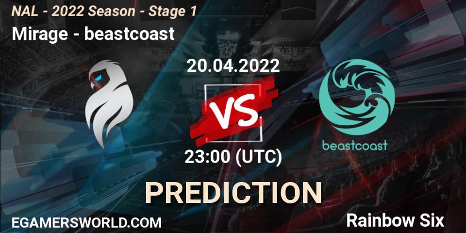 Pronóstico Mirage - beastcoast. 20.04.2022 at 23:00, Rainbow Six, NAL - Season 2022 - Stage 1